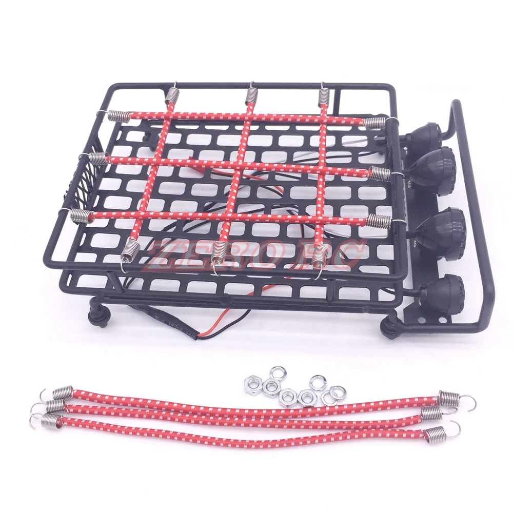 METAL Roof Rack Luggage Carrier W/ 4 White LED Light Bar 9pcs Bungee