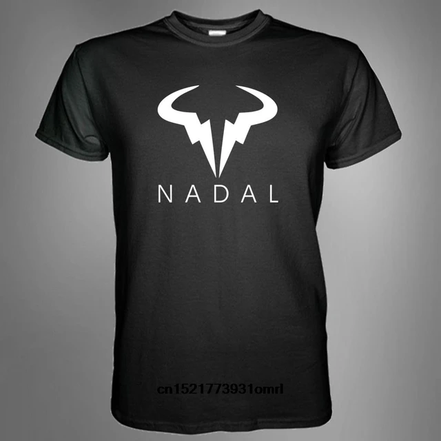 Men T Shirt Nadal Wimbledon Rafael Nadal Logo Black Round Neck Tee
