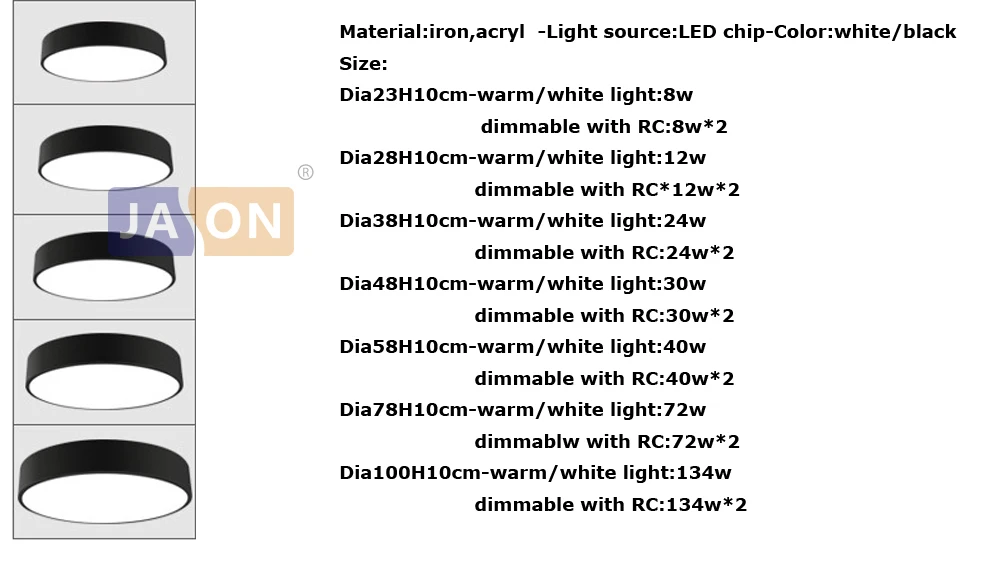 LED Современные Железные Акрил круглый черный, белый цвет 23-100 см Светодиодные Лампы.Светодиодные Светильники.Люстры Потолочные.Светильники Потолочные Светильники.Потолочный Светильник Для Столовой, Фойе и Спальни