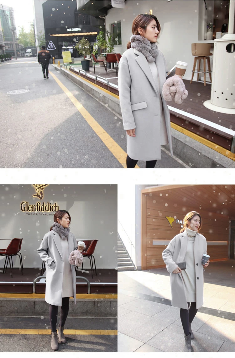Осень и зима новая Корейская версия дикого большого размера шерстяное пальто модное повседневное модное женское пальто A251