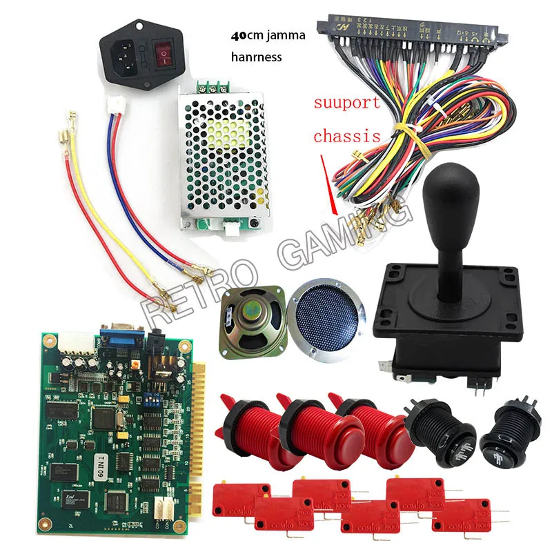 Arcade Bundle Kit Set Jamma Mame Joystick Buttons Speakers w// 645 in 1 PCB Games