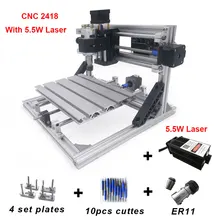 Входной уровень DIY Мини CNC 2418 лазерный гравер 5500 МВт GRBL ER11 деревянный маршрутизатор PCB металлический лес лазерная резка Россия Япония Корея