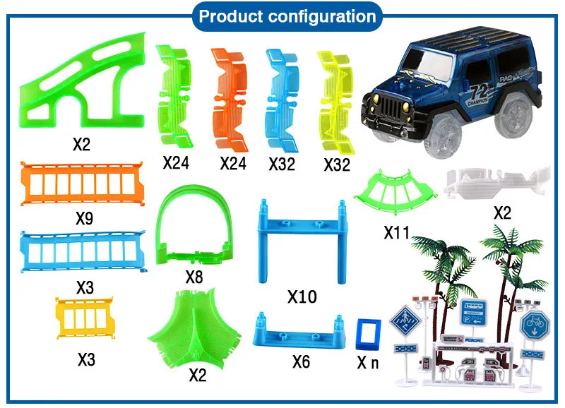 Подключение 2 типов железной дороги волшебный гоночный трек Игровой Набор DIY изгиб светящийся гоночный трек электронный флэш-светильник автомобиль игрушки для детей