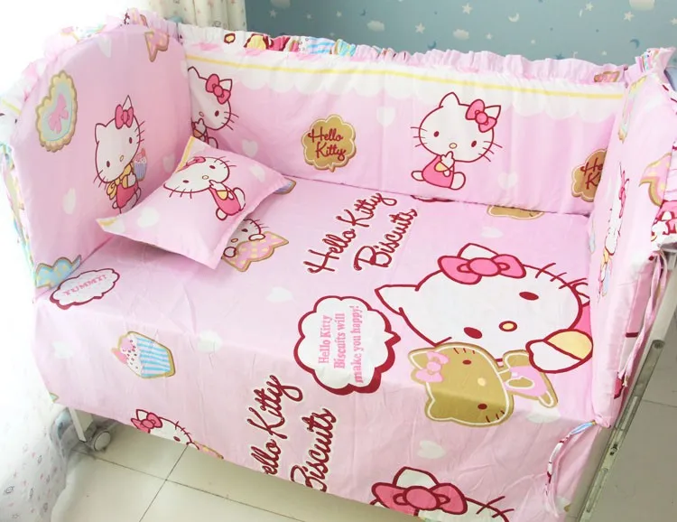 Promotion 6pcs Cartoon Crib Bumper Bed Linen Baby Cot Bedding