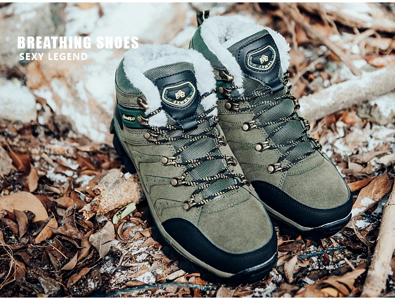 POLALI/ зимние походные ботинки Для мужчин Водонепроницаемый кожа Пеший туризм; спортивные дышащие кроссовки охота, треккинг обувь