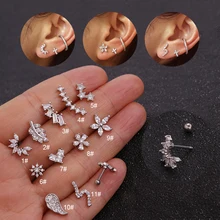 Feelgood новые различные хрящи пирсинг спираль ювелирные изделия Cz ушной шпильки ушной хрящ раковины серьги гвоздики