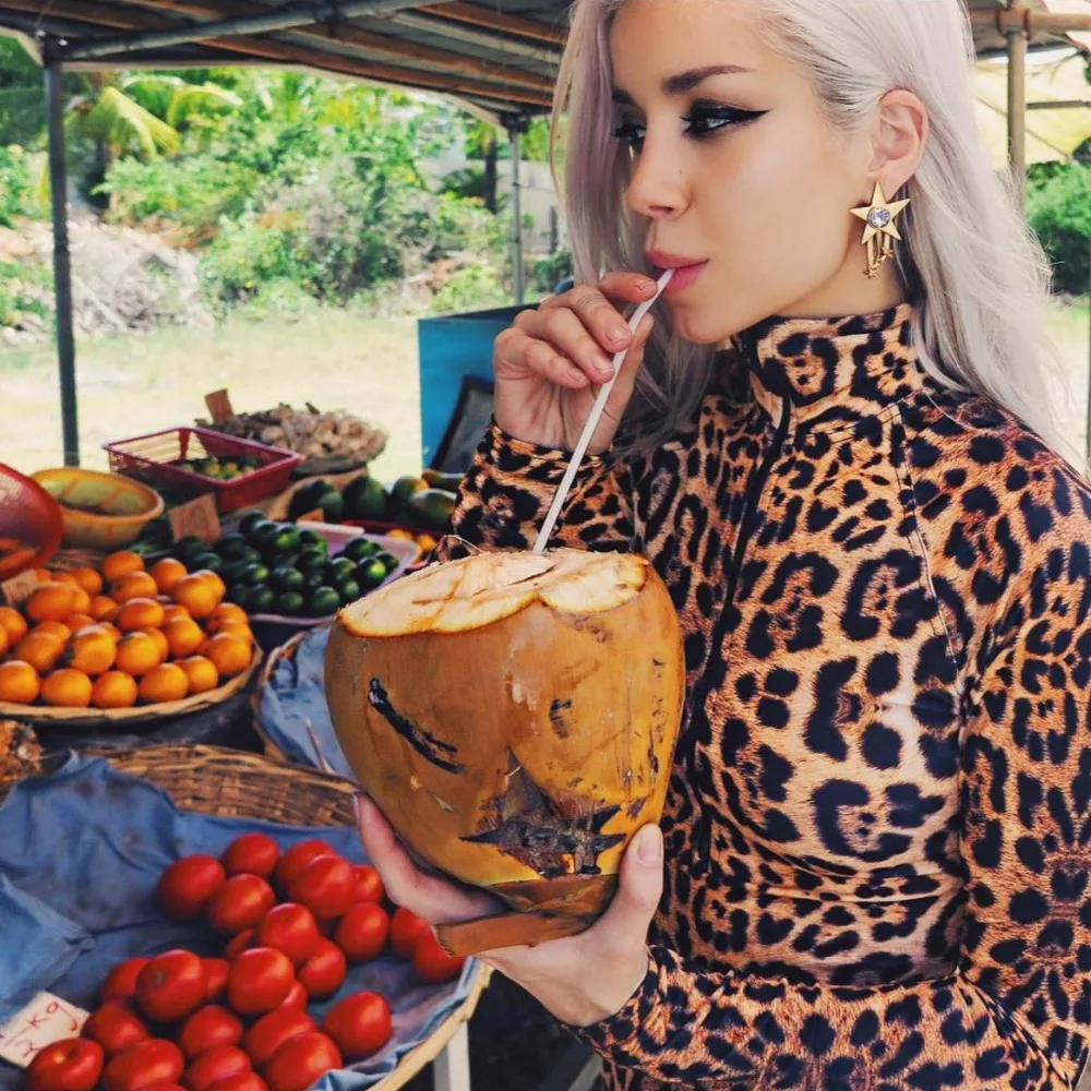 Бесплатная доставка Leopard боди Для женщин 2019 Новая мода длинный рукав узкие Дамы
