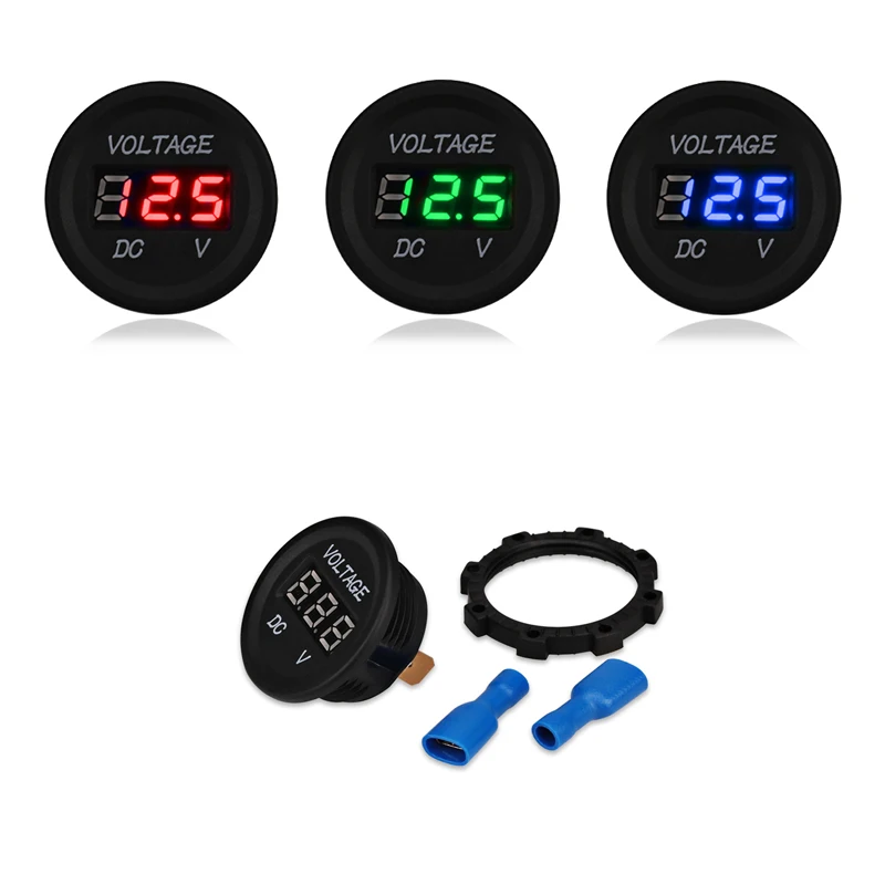 

Automotive Voltmeter LED Digital Display DC 12V-24V Car Motorcycle Round Voltmeter Meter Monitor LED Digital Display
