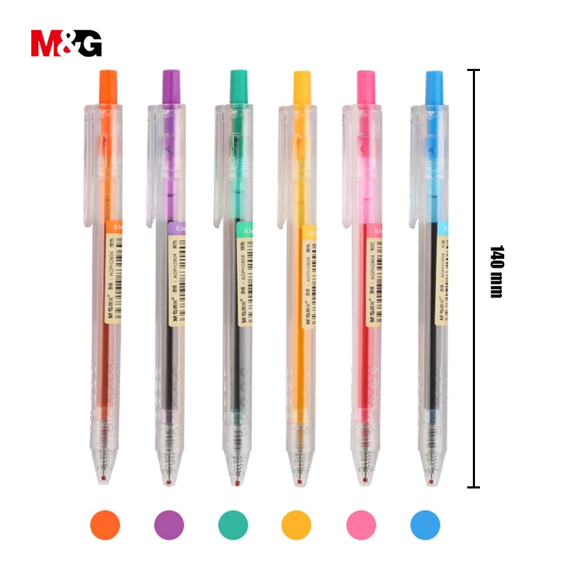 

M&G 6pcs/lot quality colored gel pens for school supplies quality Accounting kawaii ballpoint pen for writing office stationery