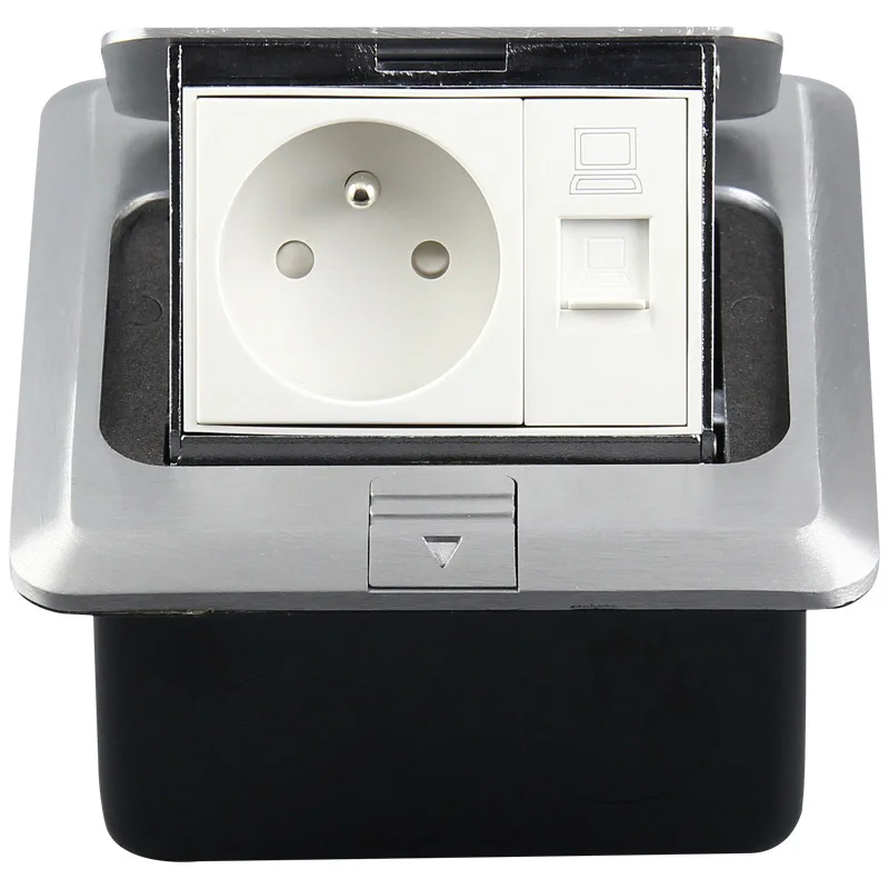 French standard hidden bullet type computer floor power outlet aluminum