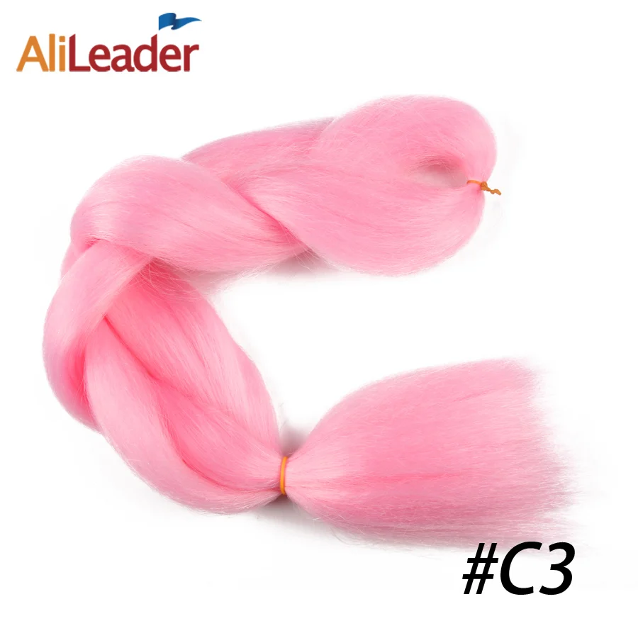 AliLeader Джамбо косички плетение волос 1 шт./партия 24 дюйма длинная коса для вязания крючком косички японское волокно синтетические волосы для наращивания - Цвет: Розовый