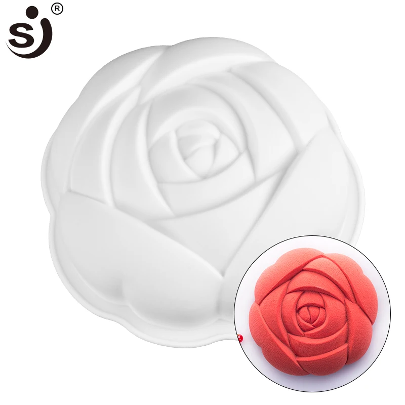 

SJ New Rose Baking Pan Silicone Molds DIY Pan Size Non-Stick Flower Cake Tray Brownie Bakware Maker Tools Oven safe Cake Shop