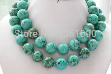 

000514 33" nature 16mm round green turquoise bead necklace
