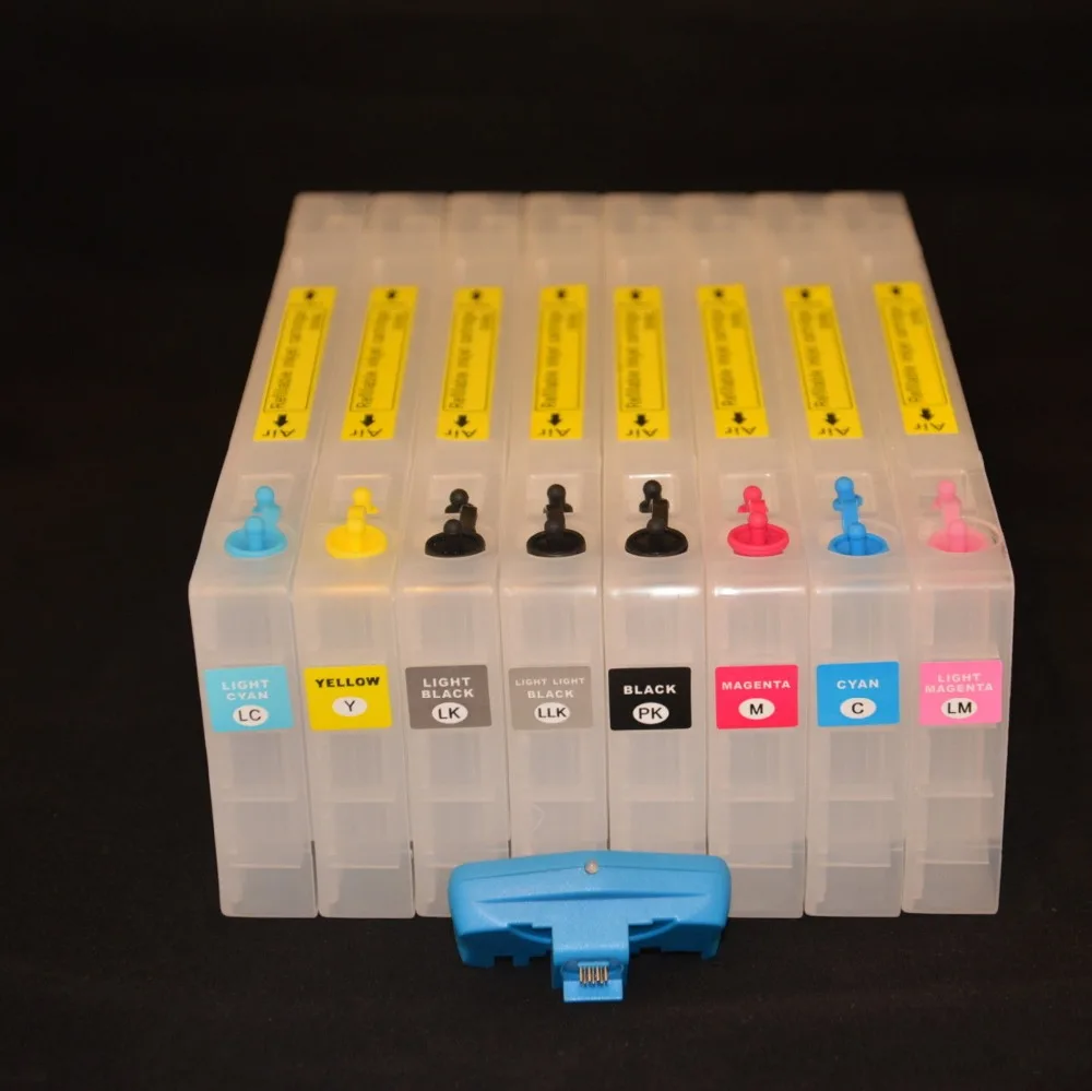 INK WAY T5631-T5639 T5621-T5629, 8 X Refillable Cartridges For EPSON Stylus Pro 7800 9800 Cartridges ,chip resetter FREE