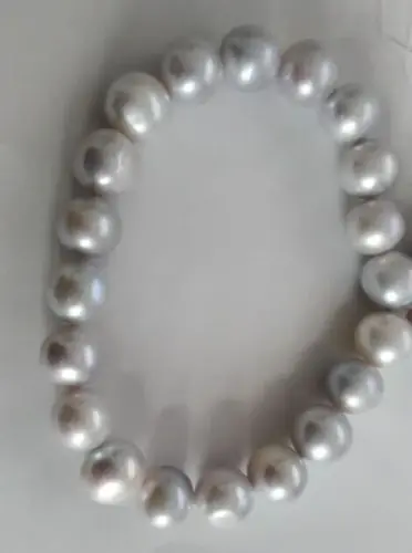 

433 huge 11-12mm natural gray south seas pearl bracelet 7.5-8inch