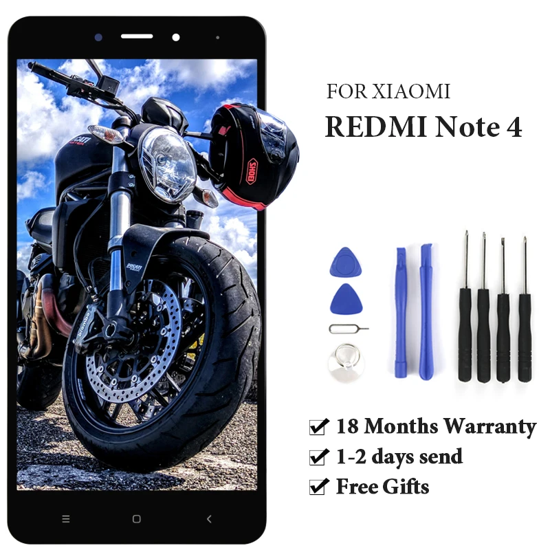 Для Xiaomi Redmi Note 4 LCD сенсорный экран MTK версия запасной дисплей дигитайзер сборка с