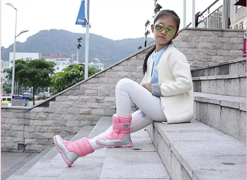 SKEHK/брендовые Детские зимние ботинки; зимняя обувь для девочек и мальчиков; модная детская обувь с круглым носком; красивые короткие ботинки для девочек; размеры 27-36
