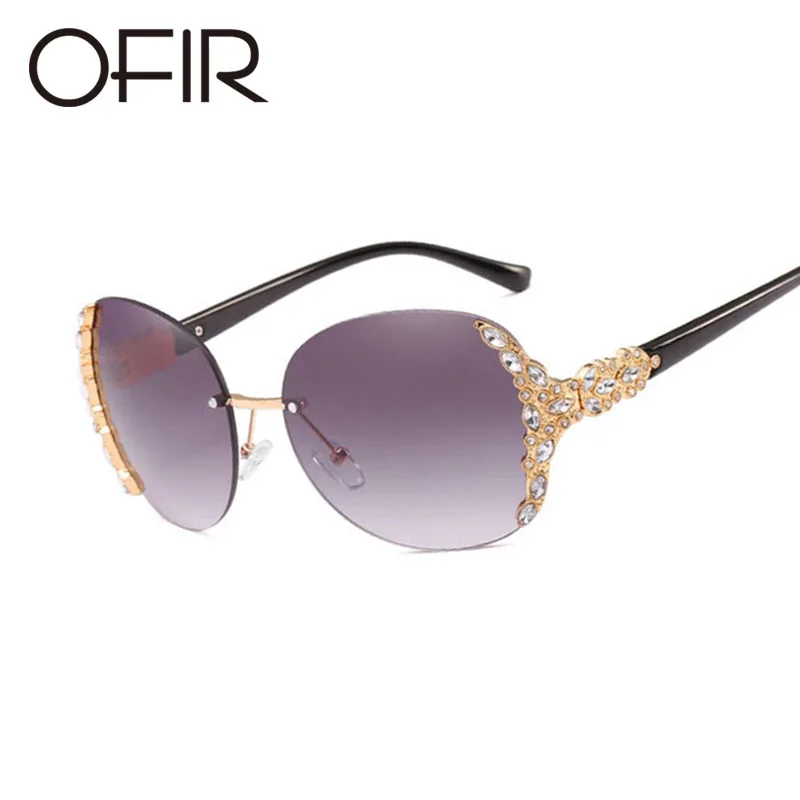 

OFIR New Frameless Sunglasses Women Fashion 2019 Aristocrat Lady Designer Sun Glasses Diamond Frame Street Shot Lens Gradient