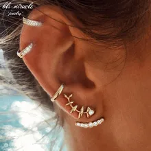 1set=3pieces New Fashion jewelry alloy gold color crystal fish bone clip earrings best gift for girl wholesale E523