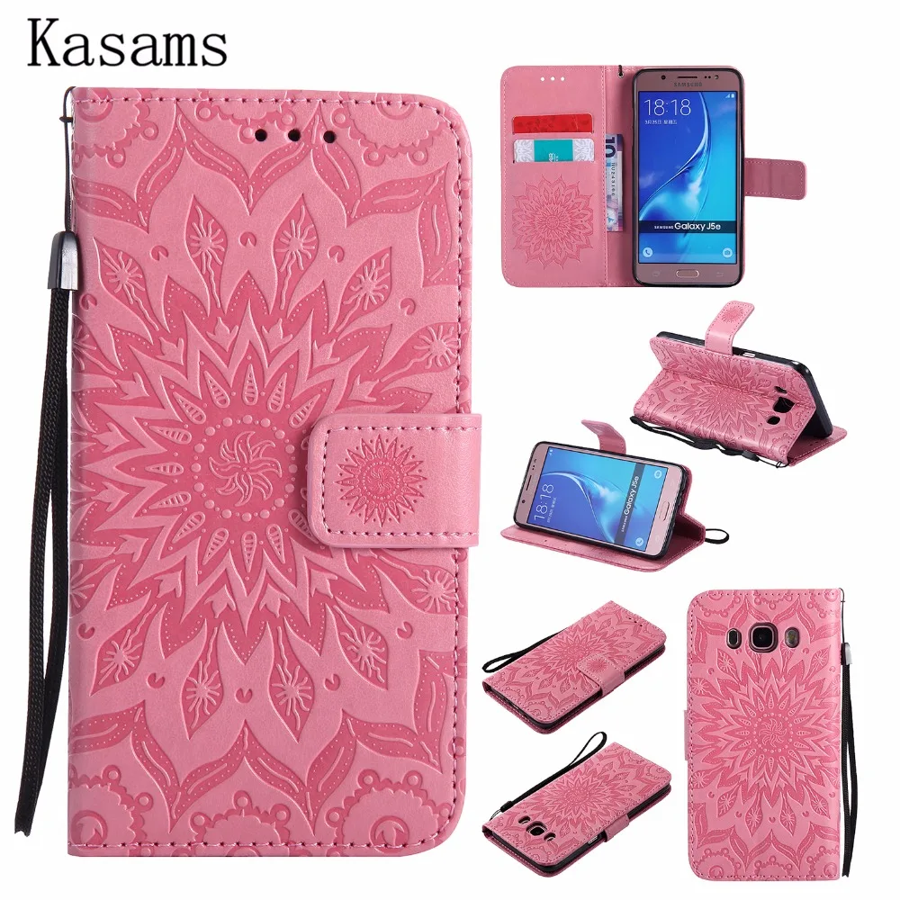 

3D Sunflower For Samsung Galaxy J5 J7 2015 2016 J500 J510 J700 J710 Phone Case PU Leather Mobile Shell Wallet Flip Stand Cover