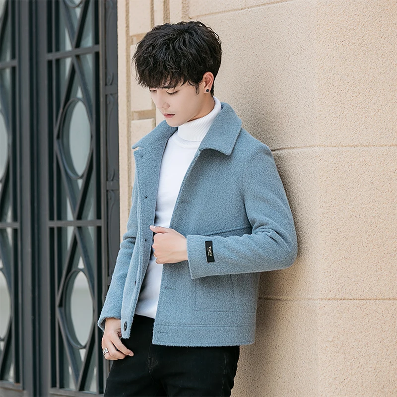 

Autumn New Fashion Wool & Blends Jacket Men's Short Slim Trench Coat Men's Korean Youth Street Fashion Casual Woolen Coat