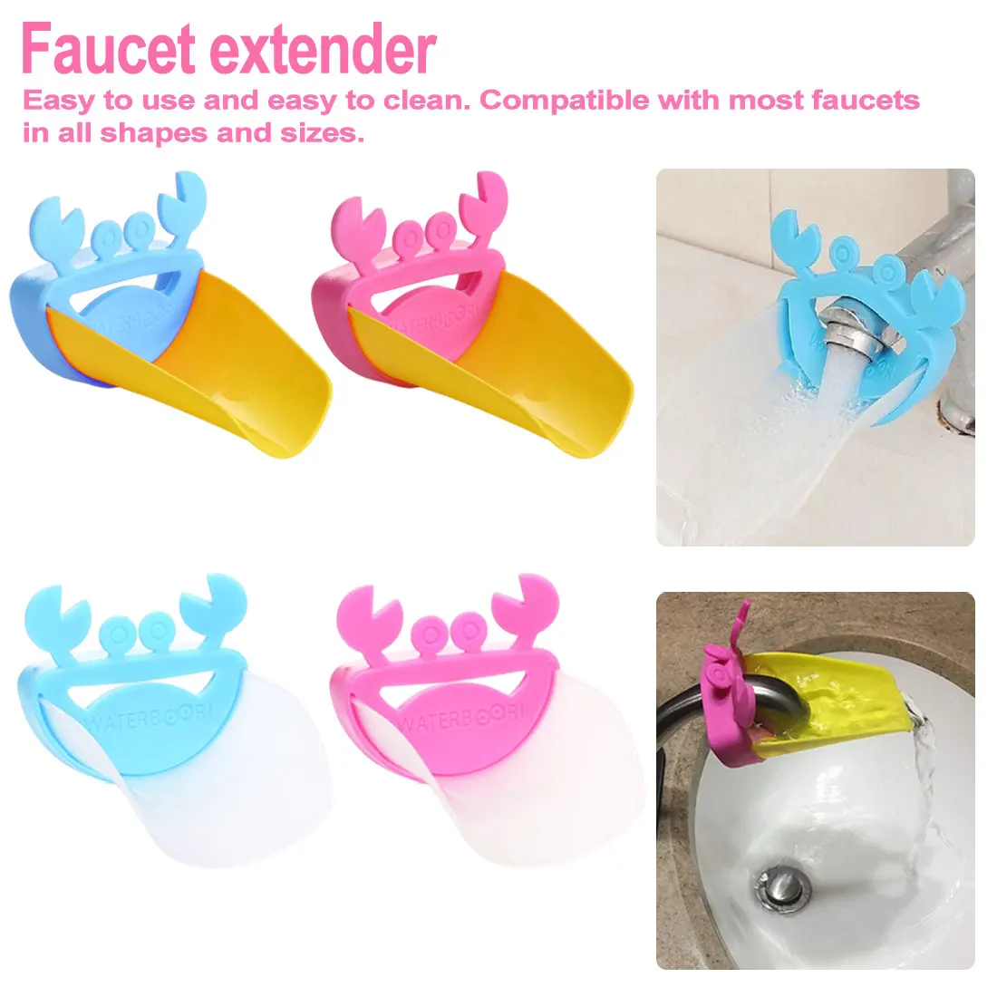 Cute Silicone Faucet Extender kid Hand Washing extender Baby Tubs Kids Rubber Bathroom Sink crab design Water Reach Faucet sink