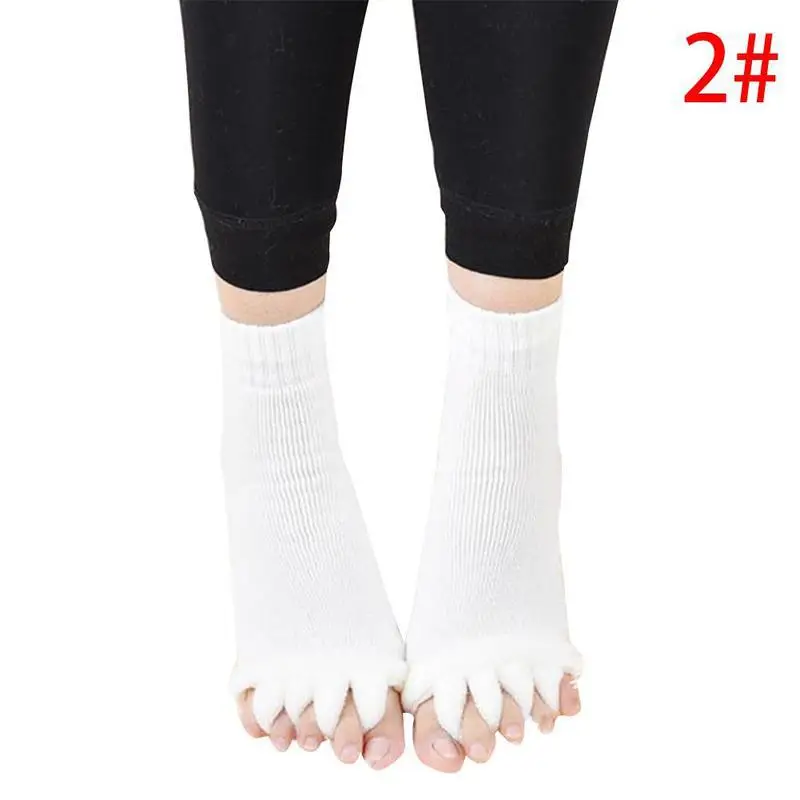 1 пара, носки с пятью пальцами, разделитель для ноги, выравнивание, облегчение боли, массажные носки, подарок для женщин, забота о здоровье, 7 цветов - Цвет: White