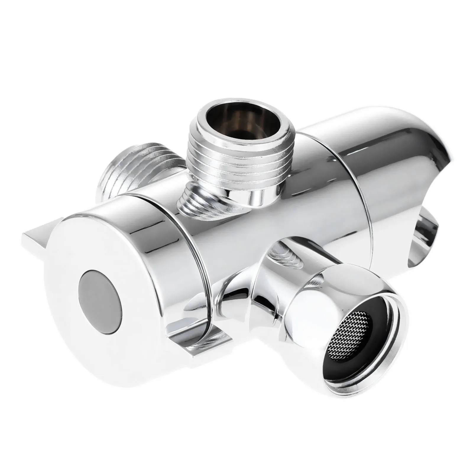 3 Way Shower Head Holder Water Saving Diverter Silver Polished Chrome Wall Mounted Shower Valve Fix Bracket