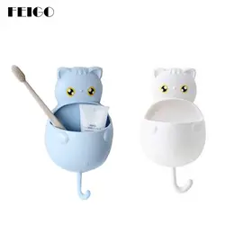FEIGO Ляля кошка в форме Зубная щётка настенный держатель всасывания пряжки крюк многоразовые Зубная паста держатель Ванная комната