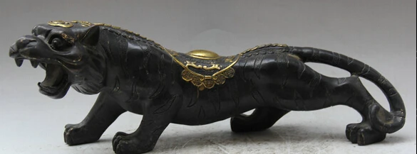 

JP S0524 18" Chinese Bronze Gild Folk Wealth ferocity Zodiac Year Tiger Statue sculpture