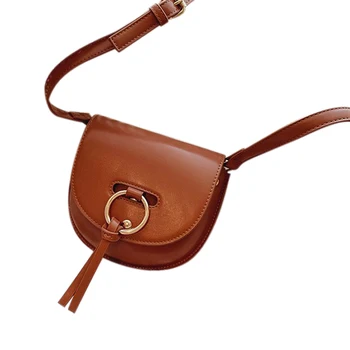 

Women'S Semi-Circle Crossbody Bag Solid Color Pu Leather Handbag Ladies Messenger Bag