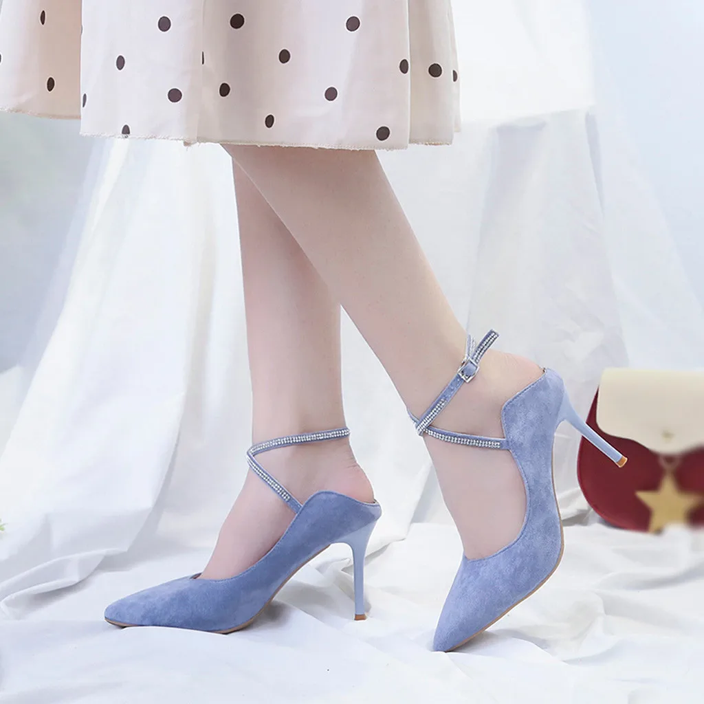 

2019 Women's Shoes Summer Fashion Pointed Toe High Heels Ankle strap Female Wild Stiletto Dancing Sandals zapatos de mujer