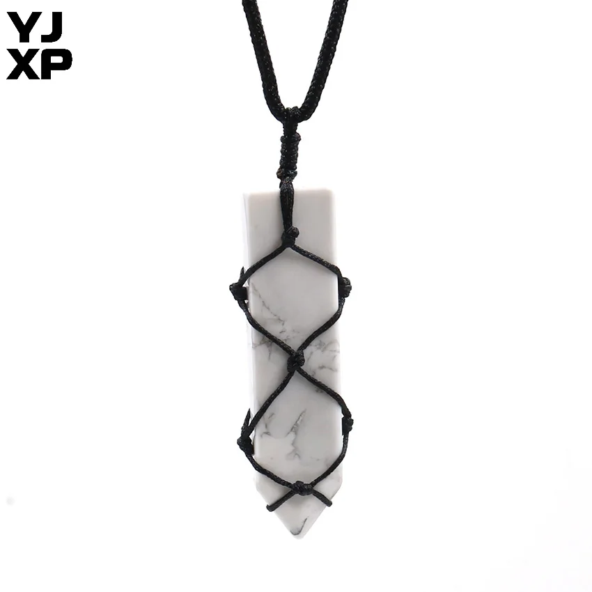 YJXP черный пеньковый обернутый меч в форме подвески натуральный кристалл кварцовый камень Бохо макраме талисманы тревога рельеф ювелирные изделия