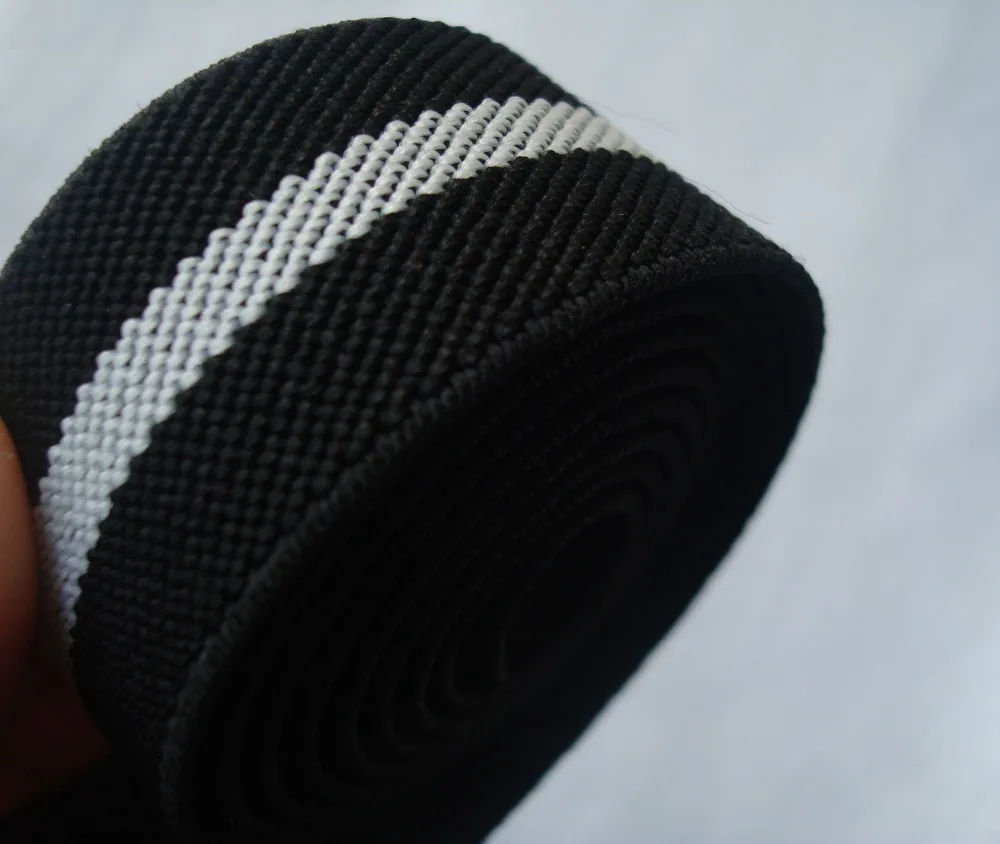 

Top quality 5 Meters 1" (2.5cm) Width black with white stripe garment Accessories Hand Made DIY Sewing Elastic Webbing Band