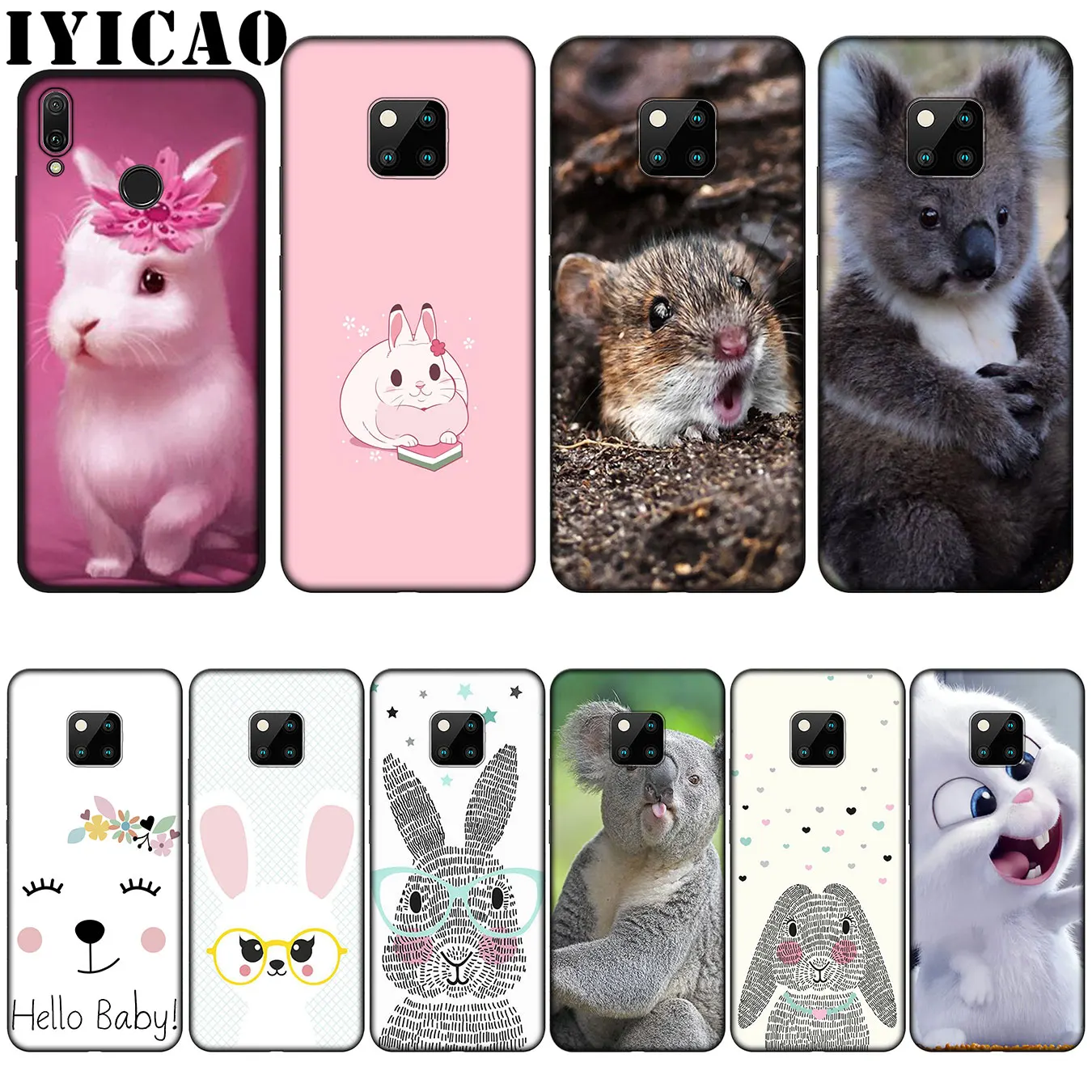 

IYICAO cute animals Mr Koala Easter Bunny Rabbit Silicone Soft Case for Huawei Nova 3 3i 2i for Huawei Mate 20 10 Pro Lite