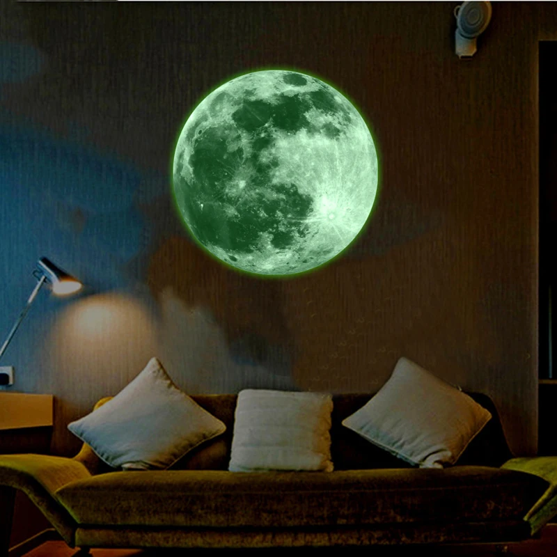 Beste 30 cm Licht Lichtgevende behang Thuis Kamer Lichtgevende Maan Muur behandeling glow In The Dark Muurschilderingen Behang voor Kinderkamer #20 22 W