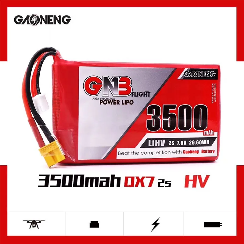 

1 /2 /3 PCS Gaoneng GNB 7.6V 3500mAh 2S HV Lipo Battery XT30 Plug for Frysky Taranis QX7 Transmitter TX Remote Control