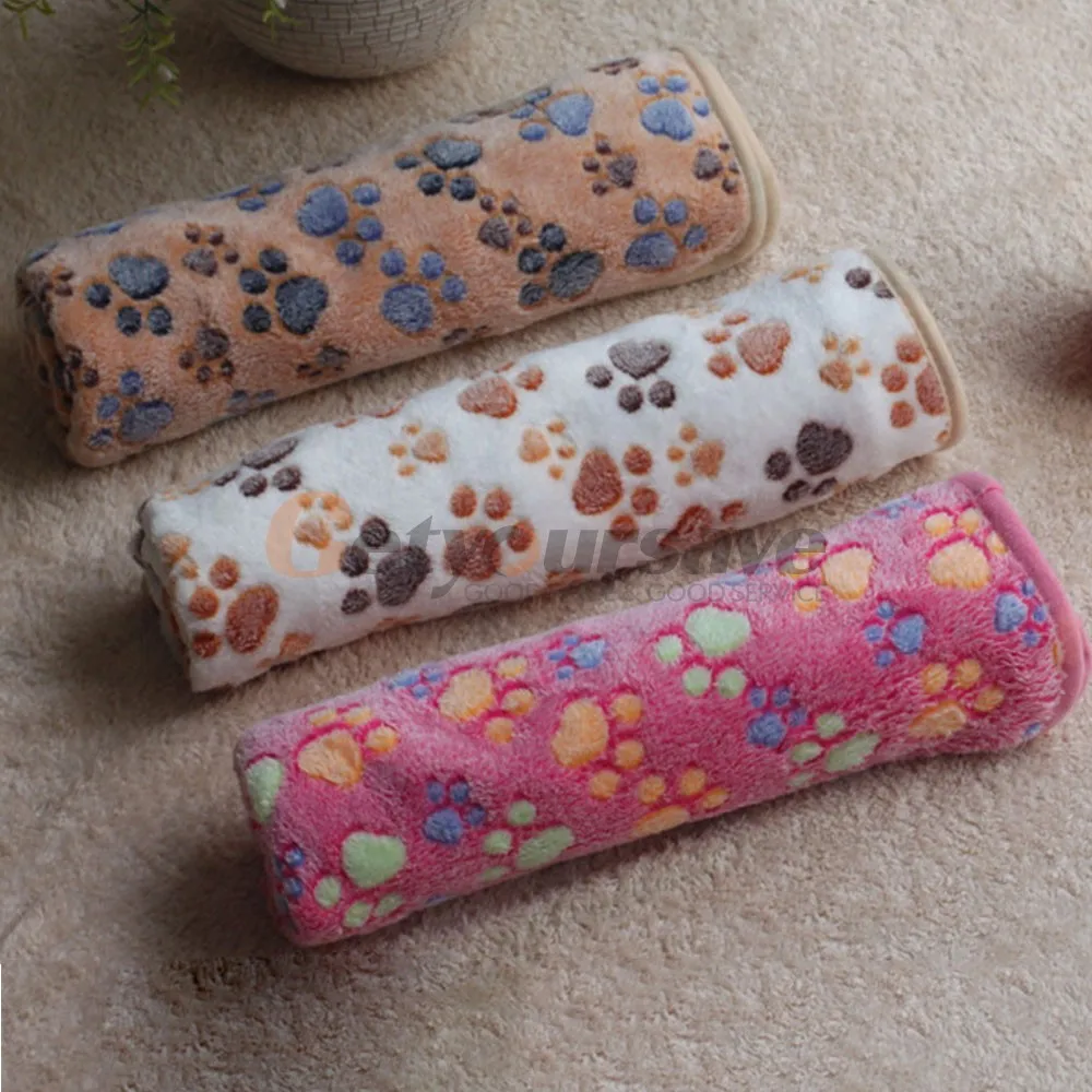 

Cute Pet Small Warm Blanket Paw Print Dog Cat Hamsters Puppy Fleece Soft Beds Mat Cushion Pad