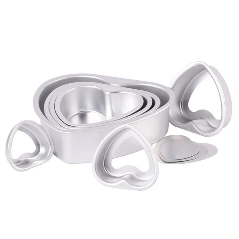 10inch Aluminum Alloy Heart Shape Cake Pan Birthday Cake Mold Removable Bottom Pudding Mold DIY Baking Kitchen Tools9