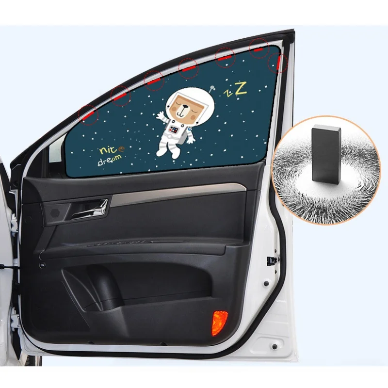 

Car Cartoon Cute Spaceman Magnet Side Window Sunshades Windshield Sunshade Rear Side Auto Window Sunshade Cover for Children vl