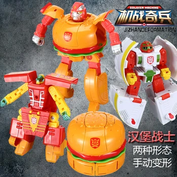 

1 PC Action Figure Hamburger Transformation Robot Toys Deformation Plastic Food Play Collection Kids BEST Gift Education Toy