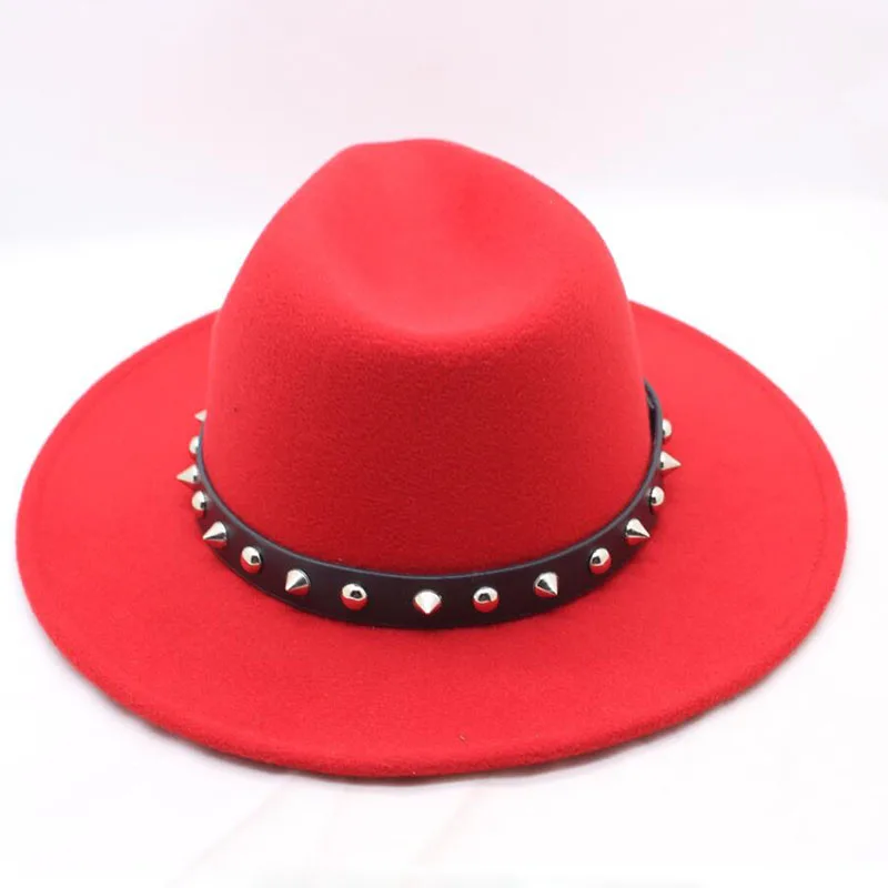 Осень зима шерстяной ремень пряжка джазовый Топ шапка для Для женщин чувствовал мягкая фетровая шляпа с широкими полями шляпа Laday котелок Картежник Top Hat
