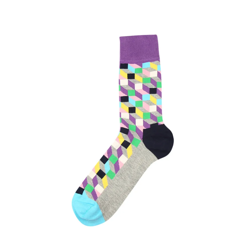 Горячая Распродажа, Новое поступление, мужские клетчатые цветные хлопковые носки, цветные Повседневные носки с бриллиантами, носки для собак# 5DQ