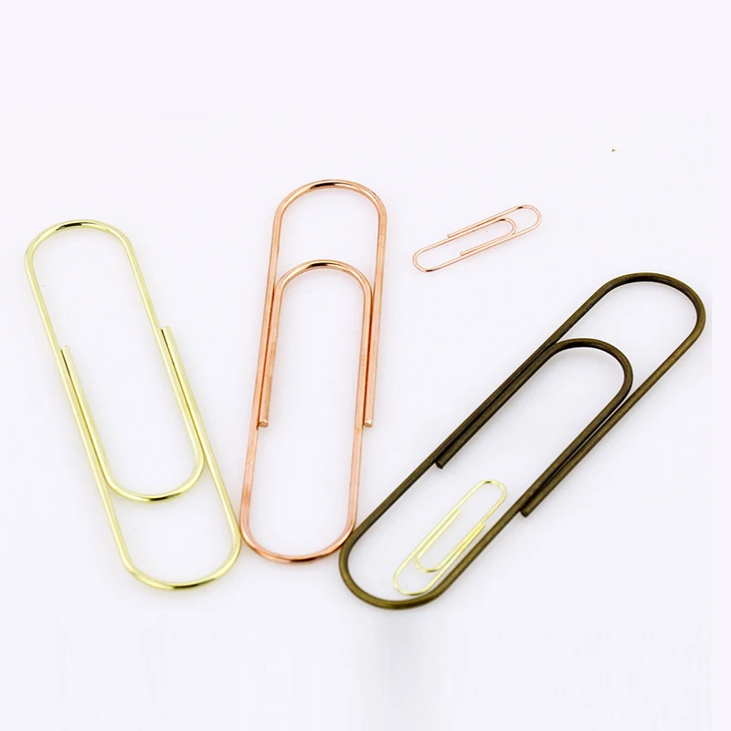 

TUTU 10pcs/lot Effective Office Supplies Large rose gold Clip Bookmark Metal Office Accessories paper Clips Patchwork Clip W0006