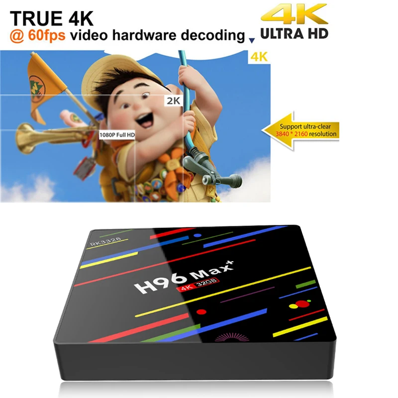 h96 max box tv BOX 4 K quad core 3 Android8.1 4g/32g smart HDR Movie Set-top Box Multi-lingua Netflix YouTube Google
