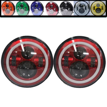 

Pair 7 Inch Led Headlight with Halo Ring DRL & Signal Light for Jeep Wrangler Jk Tj Motor with H4 Plug H4-h13 Adapter