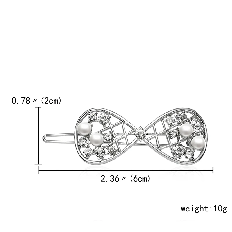 Серебряные стразы, заколка для волос для женщин, Бабочка, бант, корона, лист, дизайн, заколки для волос, заколка для волос, аксессуары для волос - Окраска металла: silver bowknot