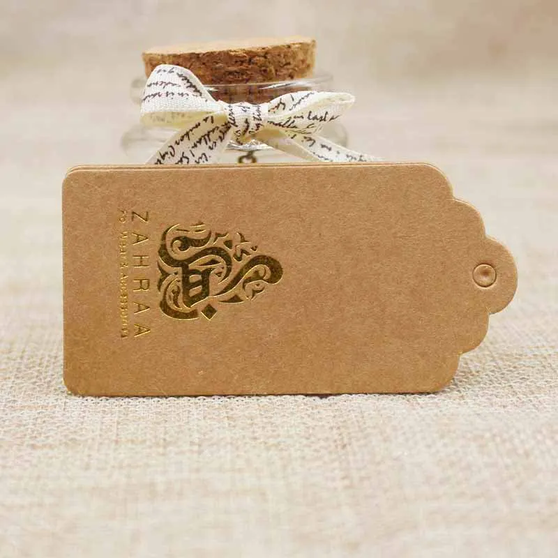 Buy Custom logo kraft paper luggage label tag gold