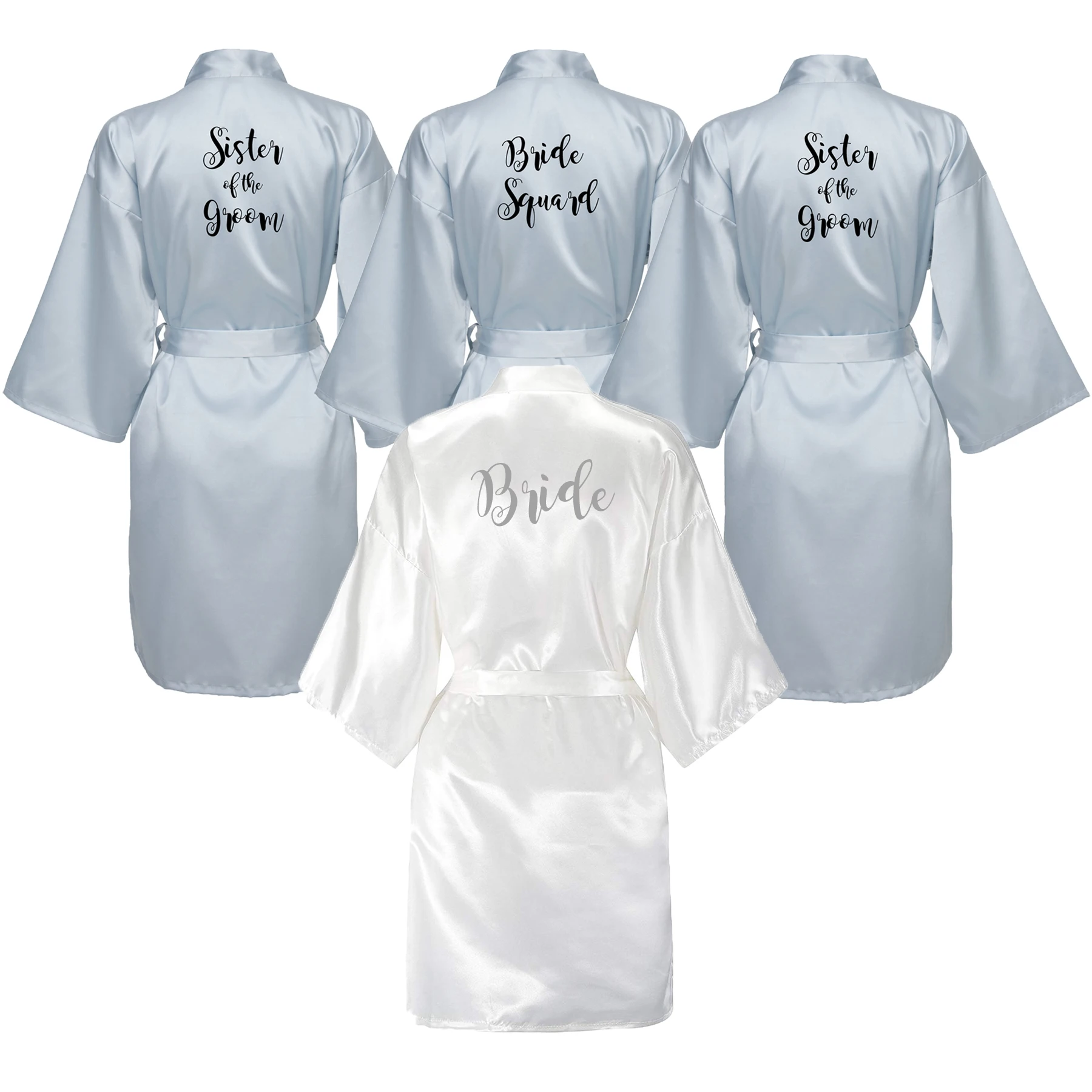 

YUXINBRIDAL Light Blue Gown Satin Silk Bride Robe Wedding Robe Bride Bridesmaid Dressing Gown Bridesmaid White Robes Satin New