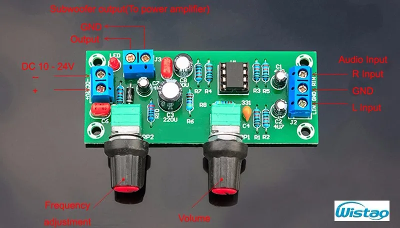 IWISTAO фильтр низких частот готовая плата сабвуфер кроссовер доска глубокий бас один поставка DC10-24V для 2,1 системы